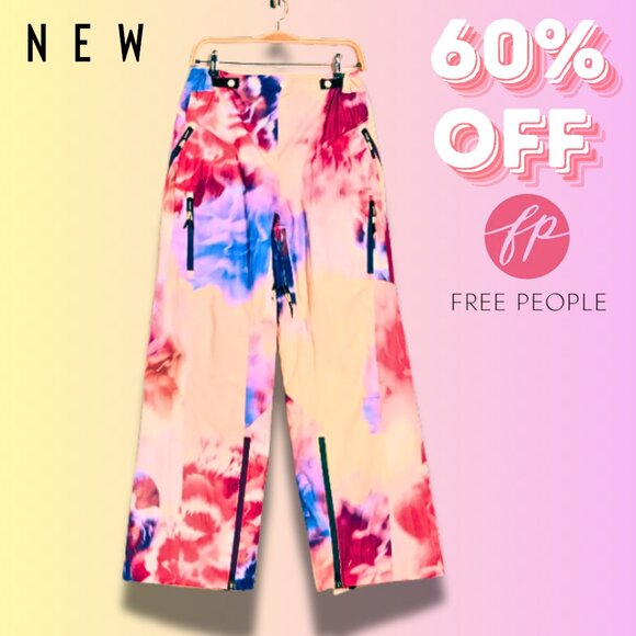NEW NWT FREE PEOPLE Cares On the Ascend Cosmic Color Printed Ski Pants $428 MSRP - Picture 4 of 10